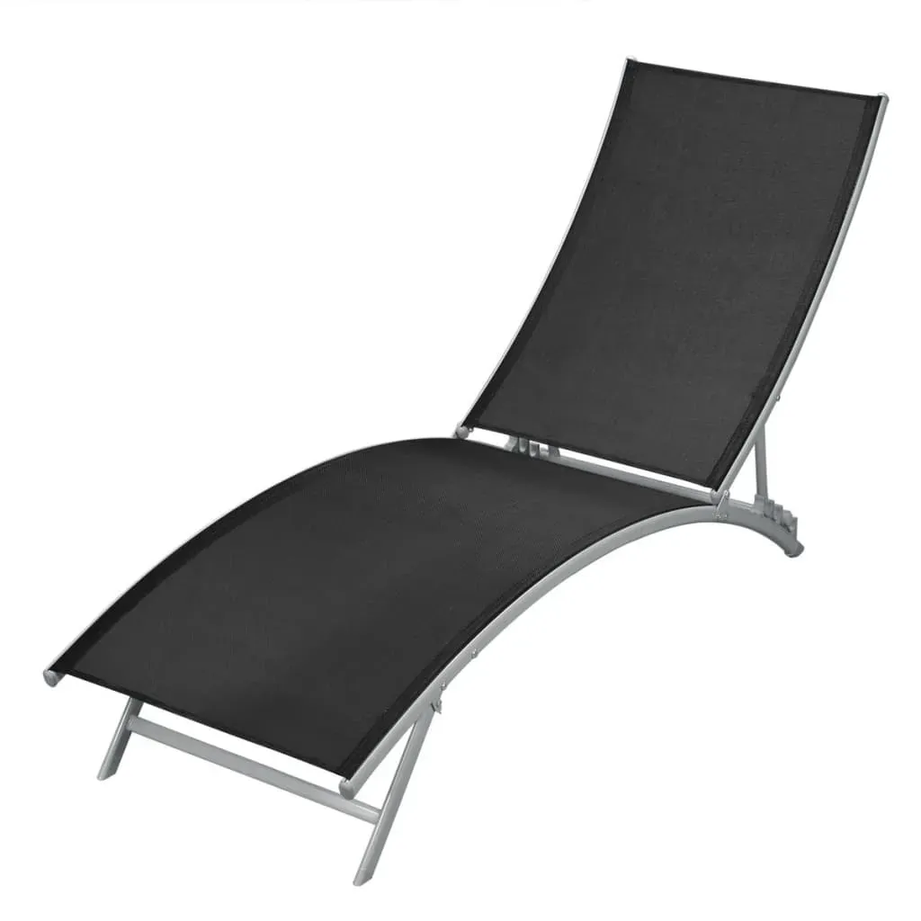 Sun Lounger Steel And Textilene Black Loungers