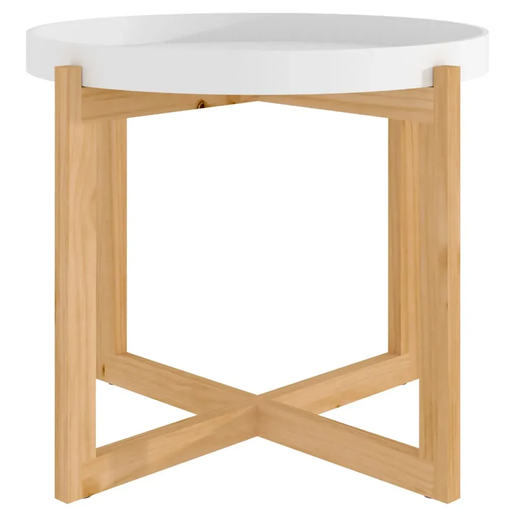 Coffee Tables Coffee Table White 53X53x43.5Cm Engineered Wood&Solid Pine
