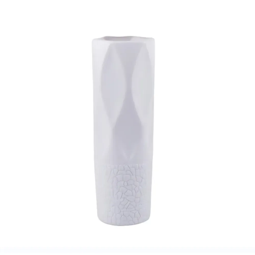 Flower Vase Light Grey Small Nordic Rock Diamond Pattern Pot For Home Decor Vases