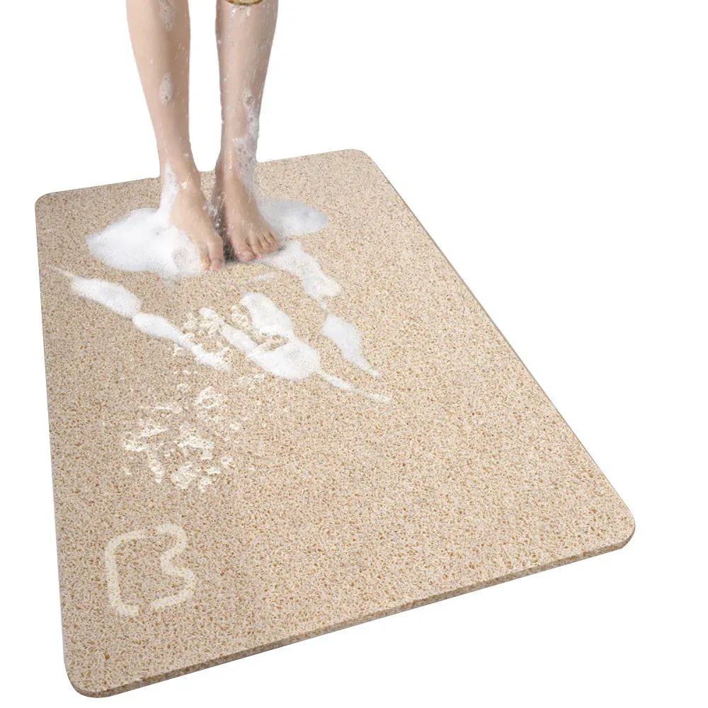 Elosung Cat Head Beige Non Slip Loofah Style Bathroom Mat Quick Dry And Soft 40*60Cm Bath Mats Rugs & Toilet Covers