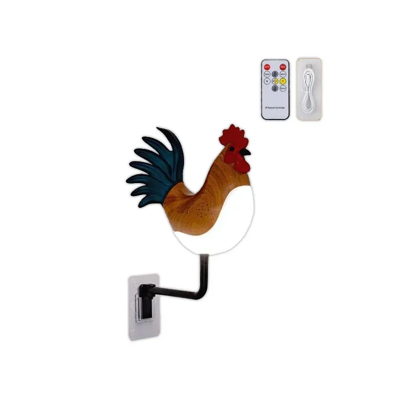 Elosung Brown Usb Rechargeable Rooster Wall Lamp With Sound Aromatherapy And Decorative Design Creative Nightlight For Bedroom Corridor Lamps