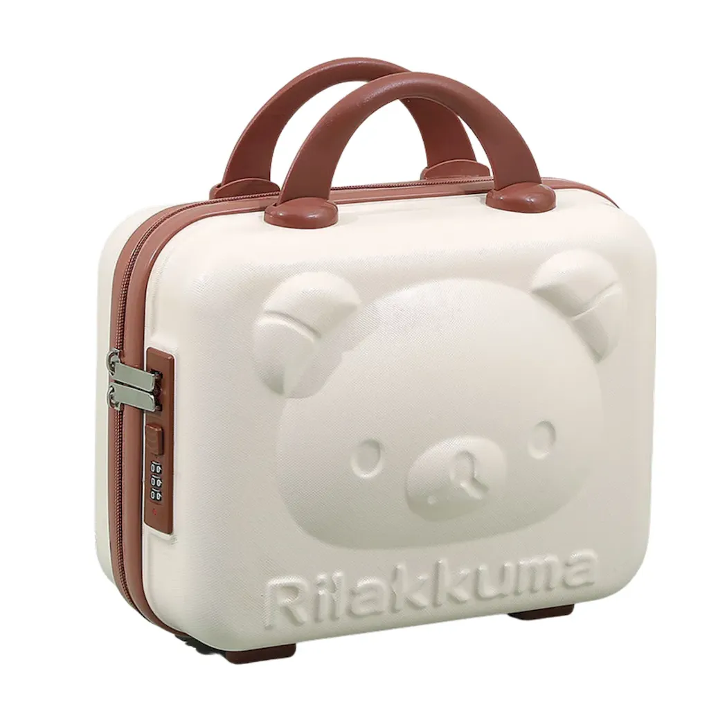 Elosung Bear Makeup Box Beige With A Password Lock Makeup Bags & Cases