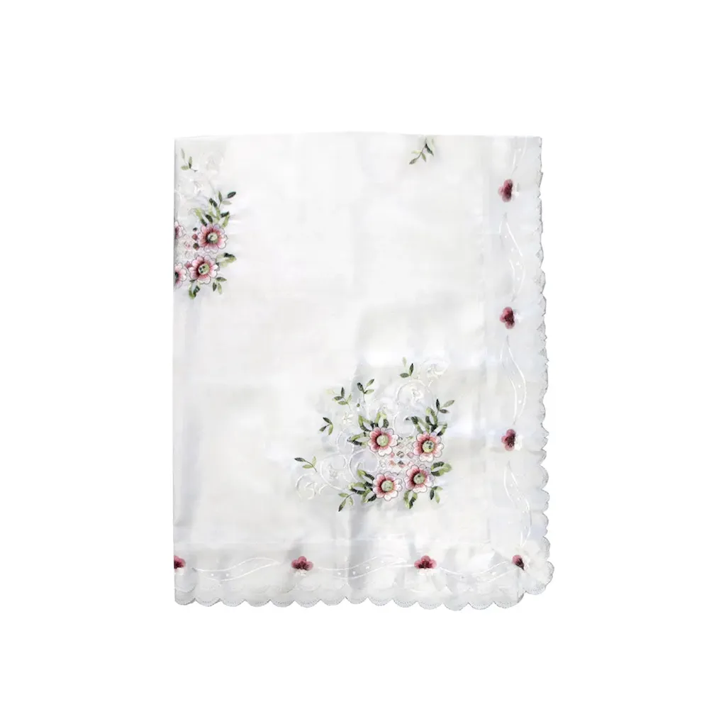 Anya Flowers White Embroidered Cutout Rectangular Tablecloth 152 X 228 Cm Table Cloths