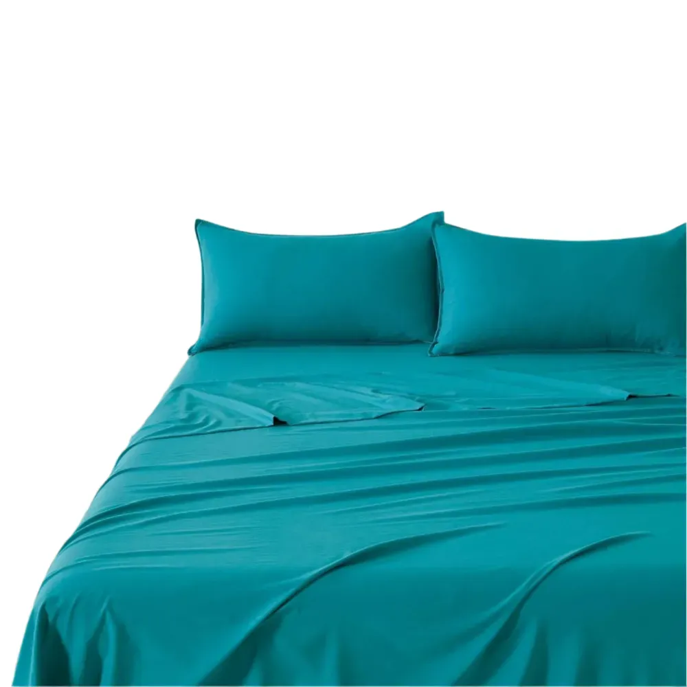 Cleverpolly Washed Microfibre Sheet Set (Teal Single) Sheets