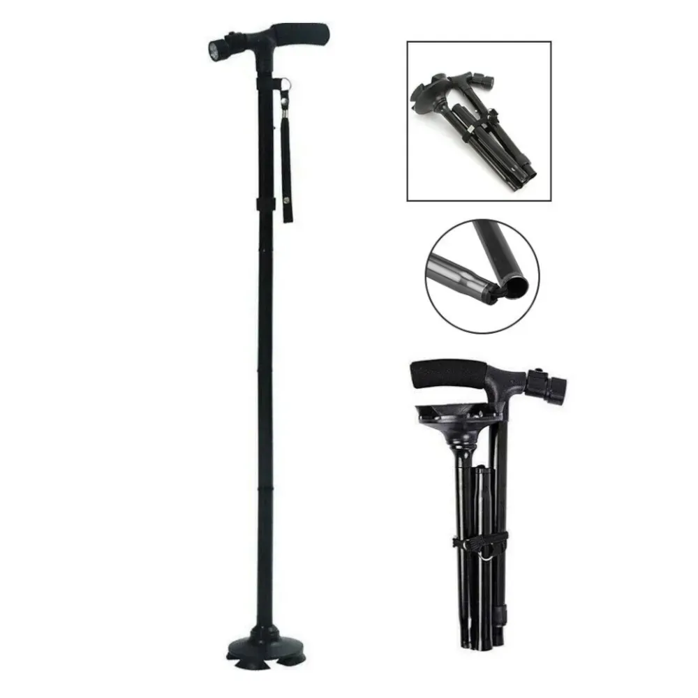 Walkers & Canes Walking Stick Cane Folding Handle Adjustable Fixed Led Light Aid Holder Lighting