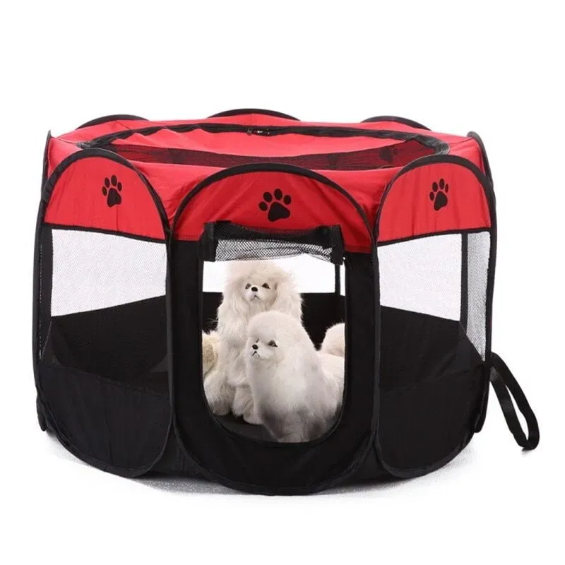 Portable Fence Octagonal Pet Tent Folding Outdoor Cage Puppy Kennel For Dogs Cats Fences & Pens