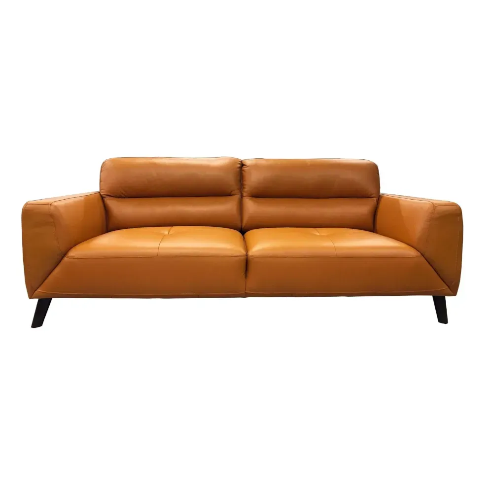 Sofas Armchairs & Couches Divano Downy Genuine Leather Sofa 3 Seater Upholstered Lounge Couch Tangerine