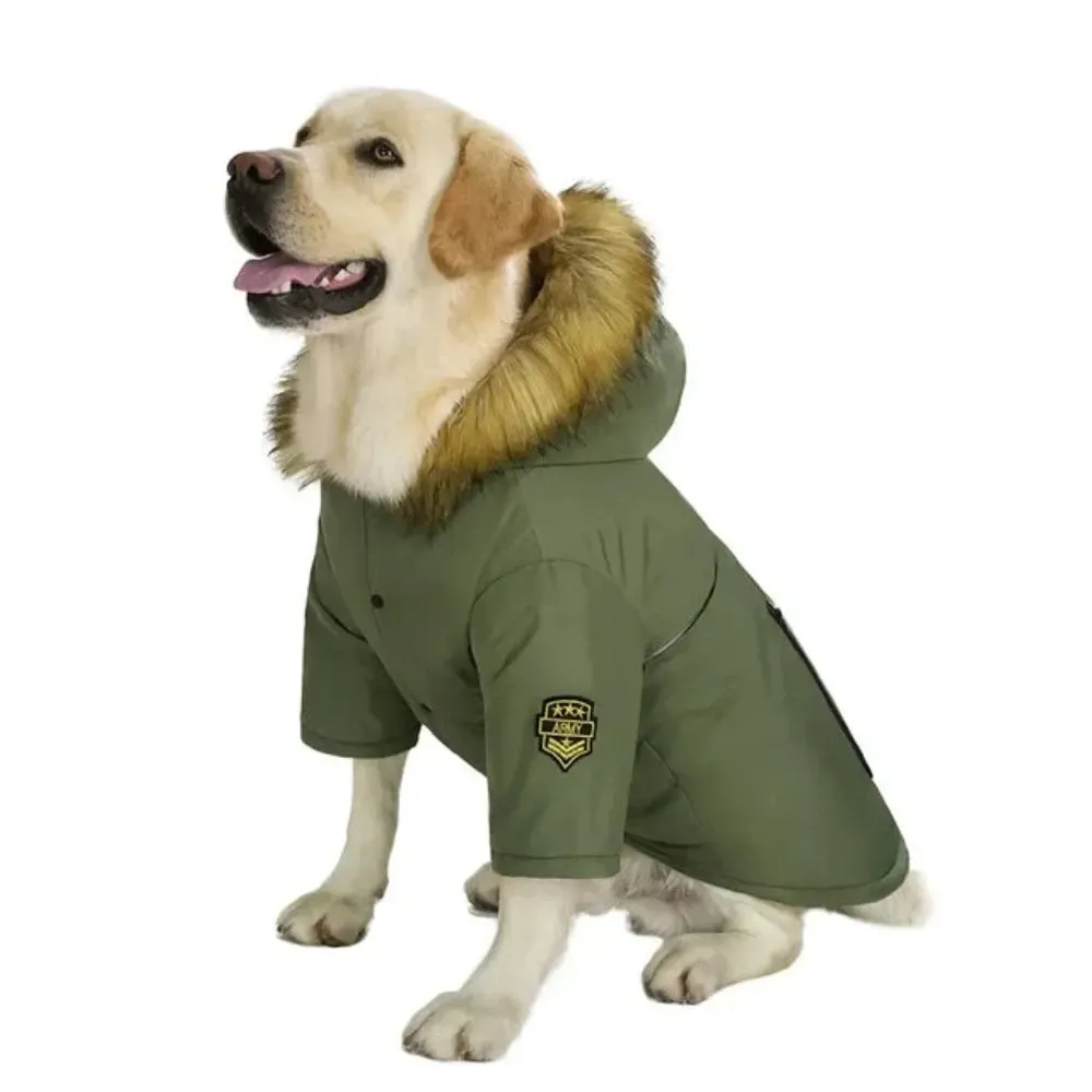 Hooded Dog Winter Down Jacket Waterproof Fur Collar Christmas Clothes For Dogs Dog Clothing & Shoes