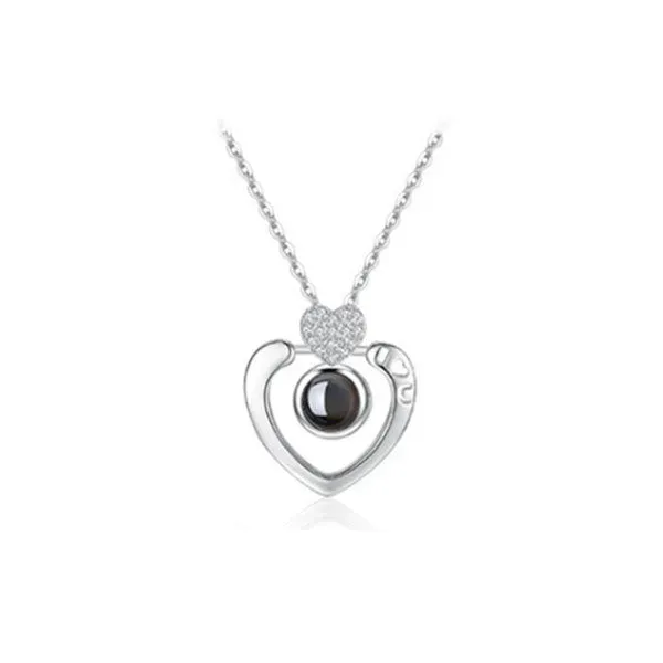 Necklaces & Pendants Veile Studios I Love You In 100 Languages Projection Necklace Heart Shaped Silver Or Rose Gold