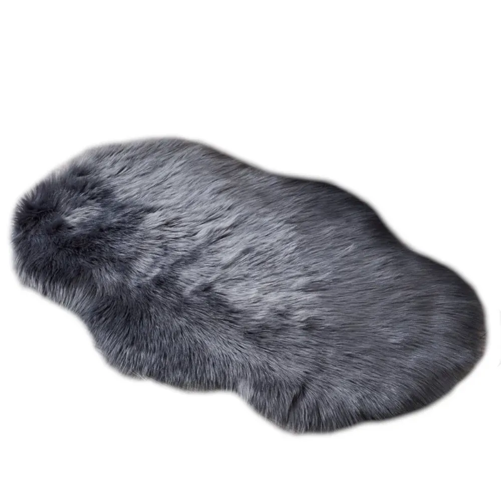 60X90cm Irregular Artificial Wool Fur Soft Plush Rug Carpet Mat Dark Grey Rugs
