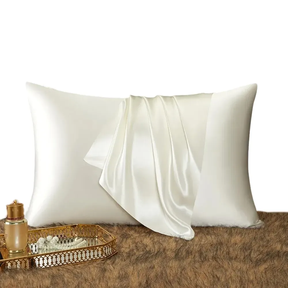 Pillowcase Set With Eye Mask Natural Mulberry Silk 51X66cm White For Pillow Cases
