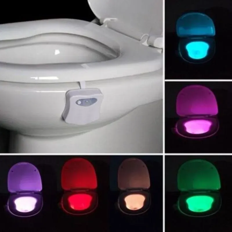 8 Colors Human Motion Sensor Toilet Bathroom Night Light Home Decoration White Night Lights